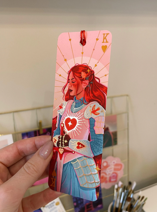 Knight of Hearts Rose Gold Foil Bookmark (red tassel)