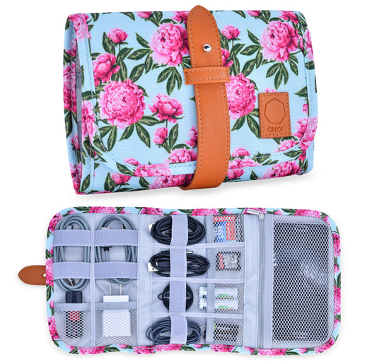 Floral Electronics Organizer Travel Bag - Travel Accessories