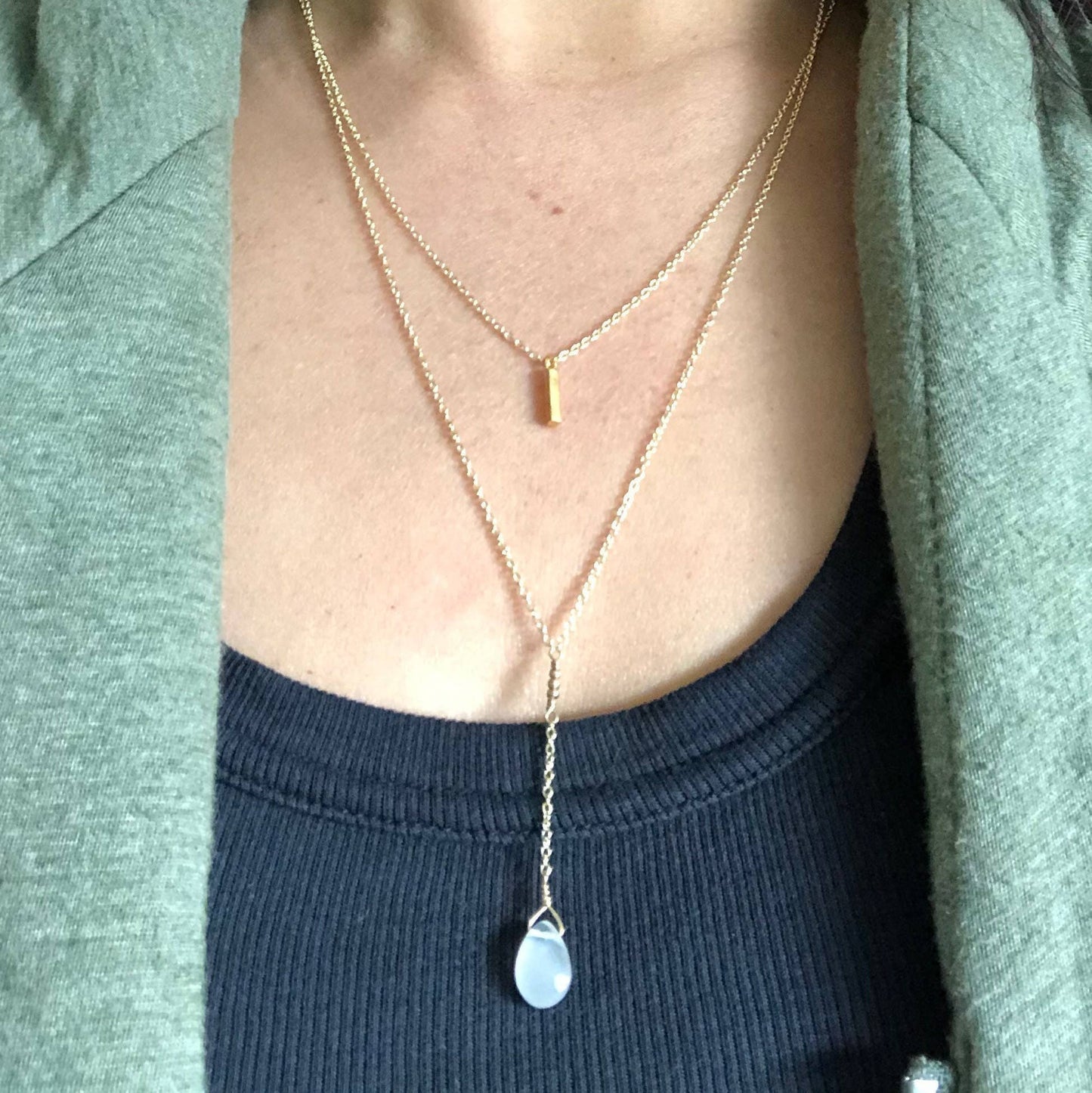 Moonstone Lariat Y Necklace
