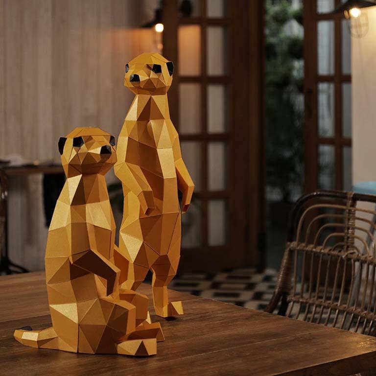 Meerkats 3D Paperart Origami Model