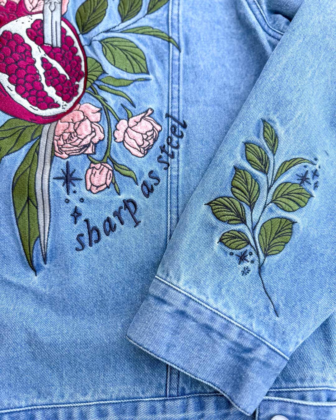 Soft as Petals Embroidered Denim Jacket