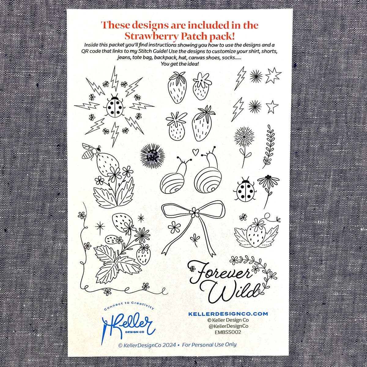 Stick It Stitch It Water Soluble Embroidery Patterns-Strawberry Patch