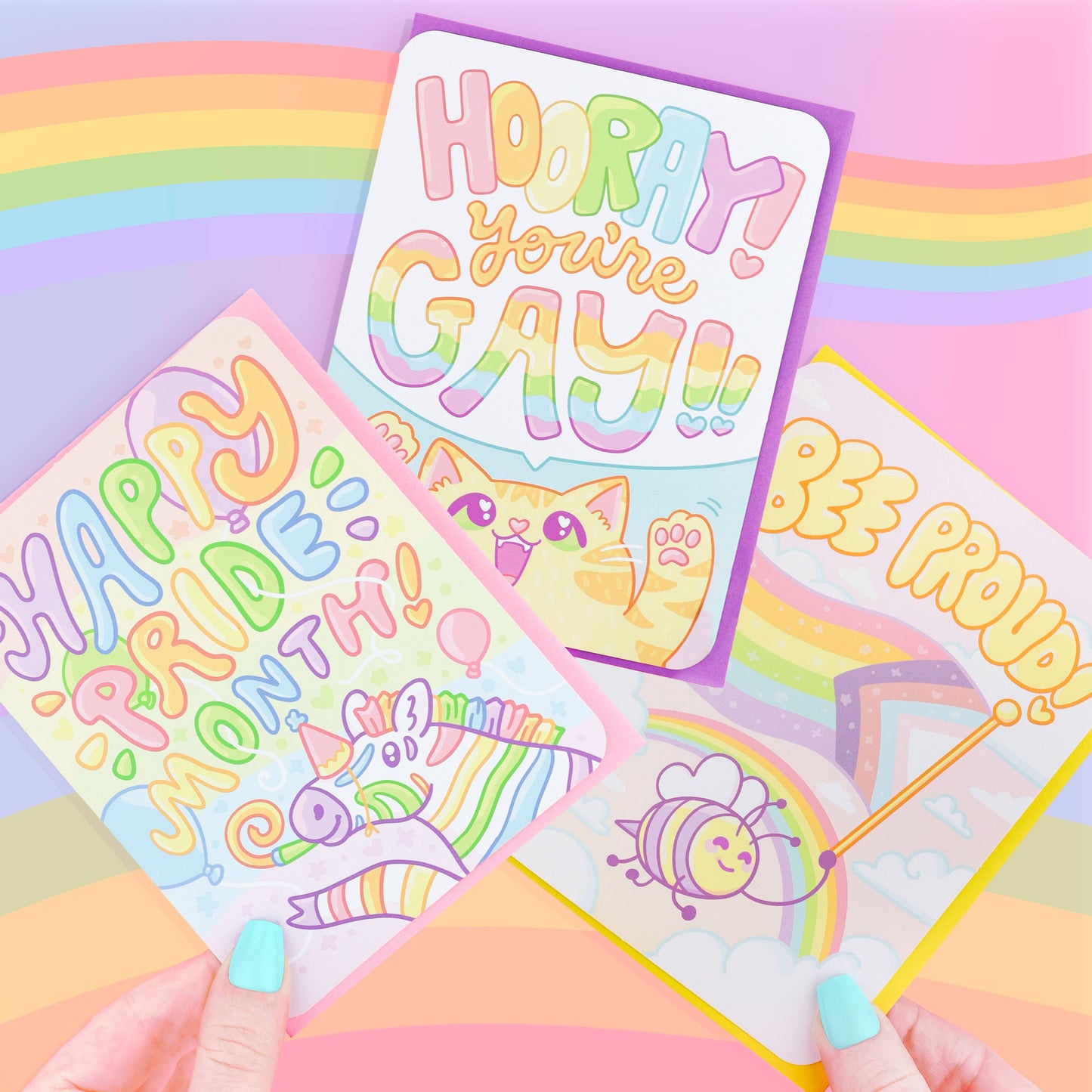 Bee Proud Rainbow Bee, LGBTQ, Queer Card with Envelope