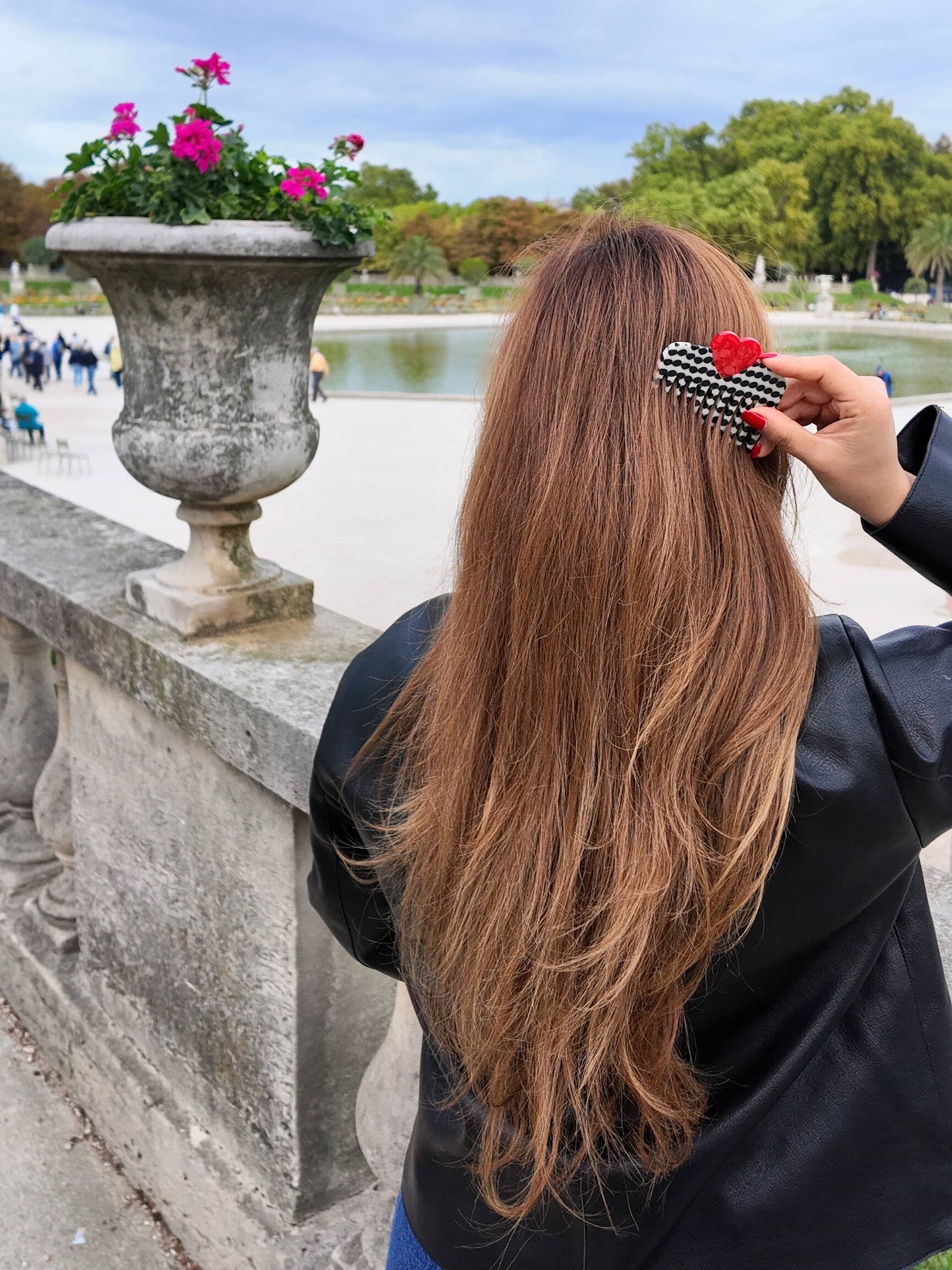Hand-painted Polka Dot Heart Pocket Comb