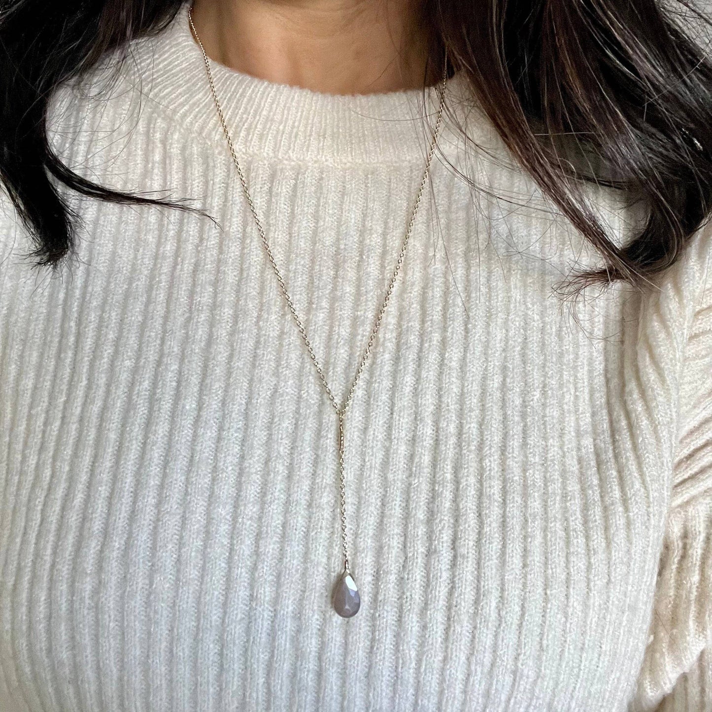 Moonstone Lariat Y Necklace