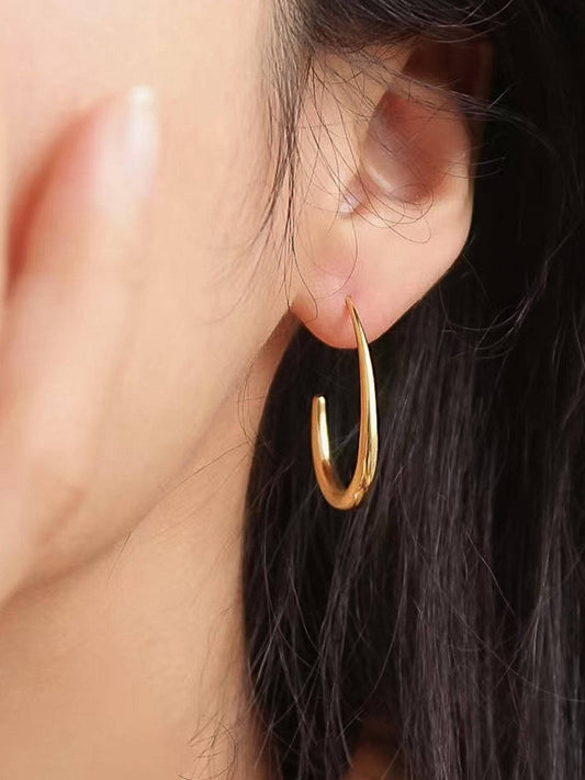 Cyril 18 Gold Plated Non-Tarnish Minimalist Open Hoop Earrings