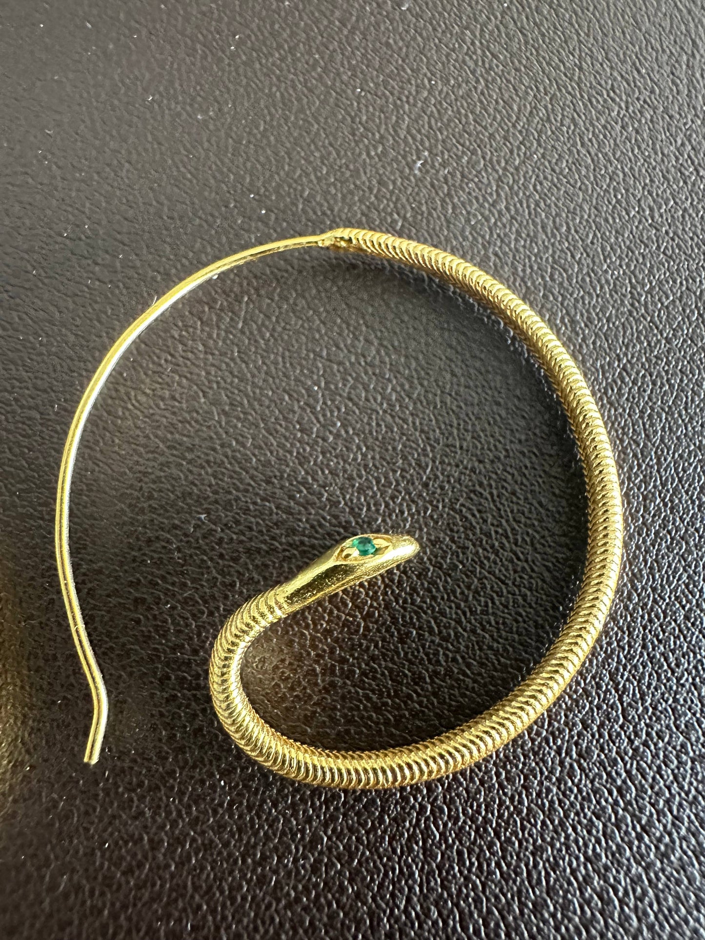 Green Zircon Earrings|Gold Mama Snakes |Gold Plated Hoops