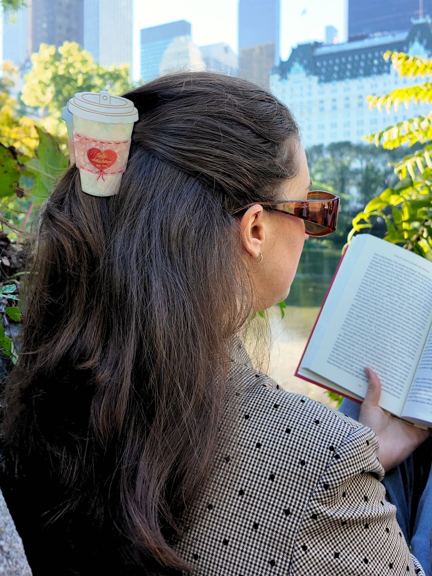 Hand-Painted Cafe Coffee Cup Heart Claw Clip | Eco-Friendly