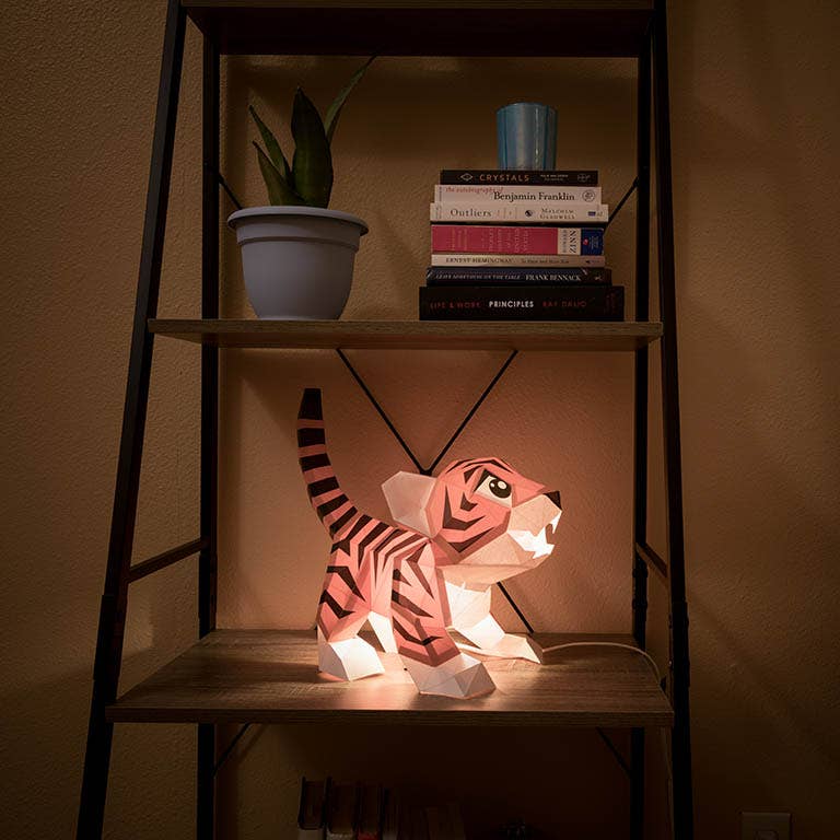 Baby Tiger Dual-Use Origami Model, Animal Lamp