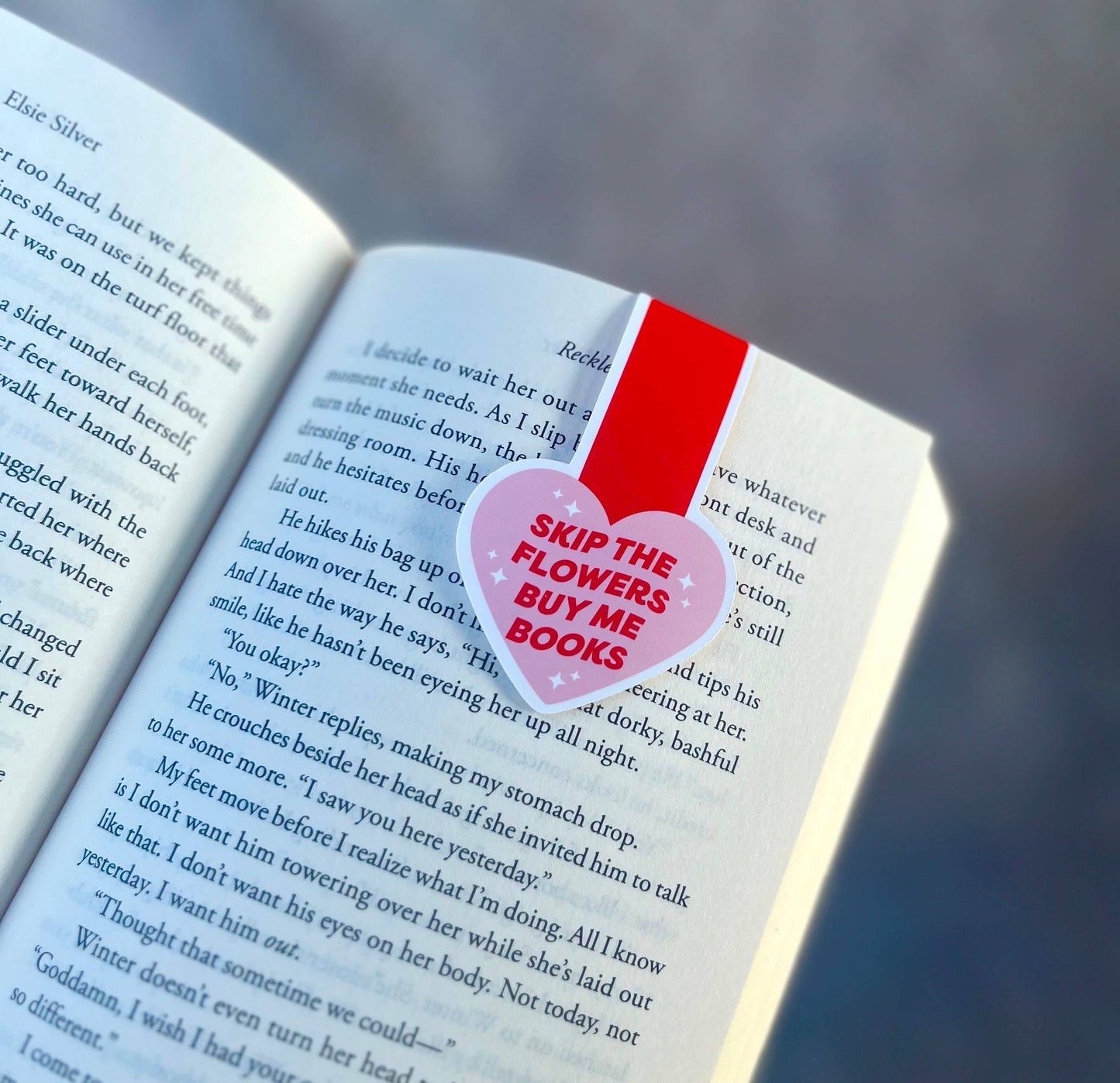 Magnetic Bookmark - Skip the Flowers Buy Me Books Pink