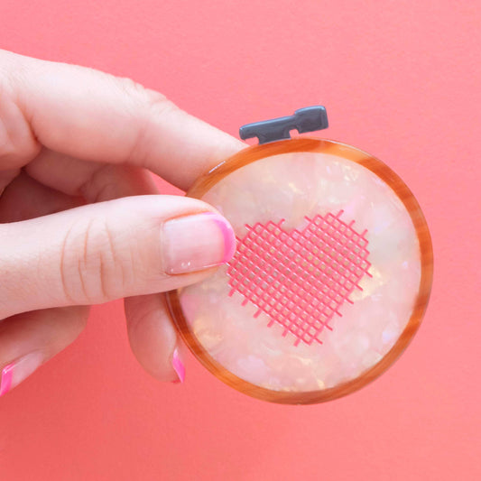 Cross Stitch Embroidery Hoop French Barrette Hair Clip