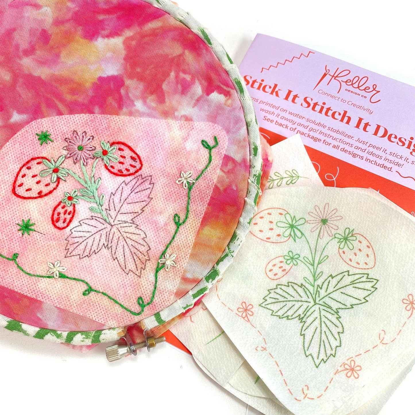 Stick It Stitch It Water Soluble Embroidery Patterns-Strawberry Patch