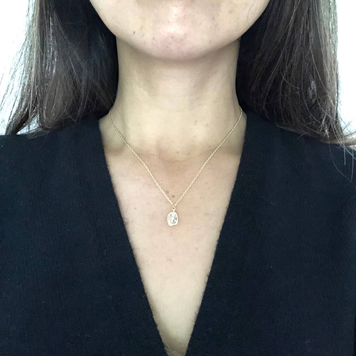 Stacked Raw Herkimer Diamond Necklace - 18 in