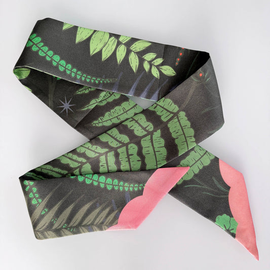SKINNY SILK SCARF | Peony Garden