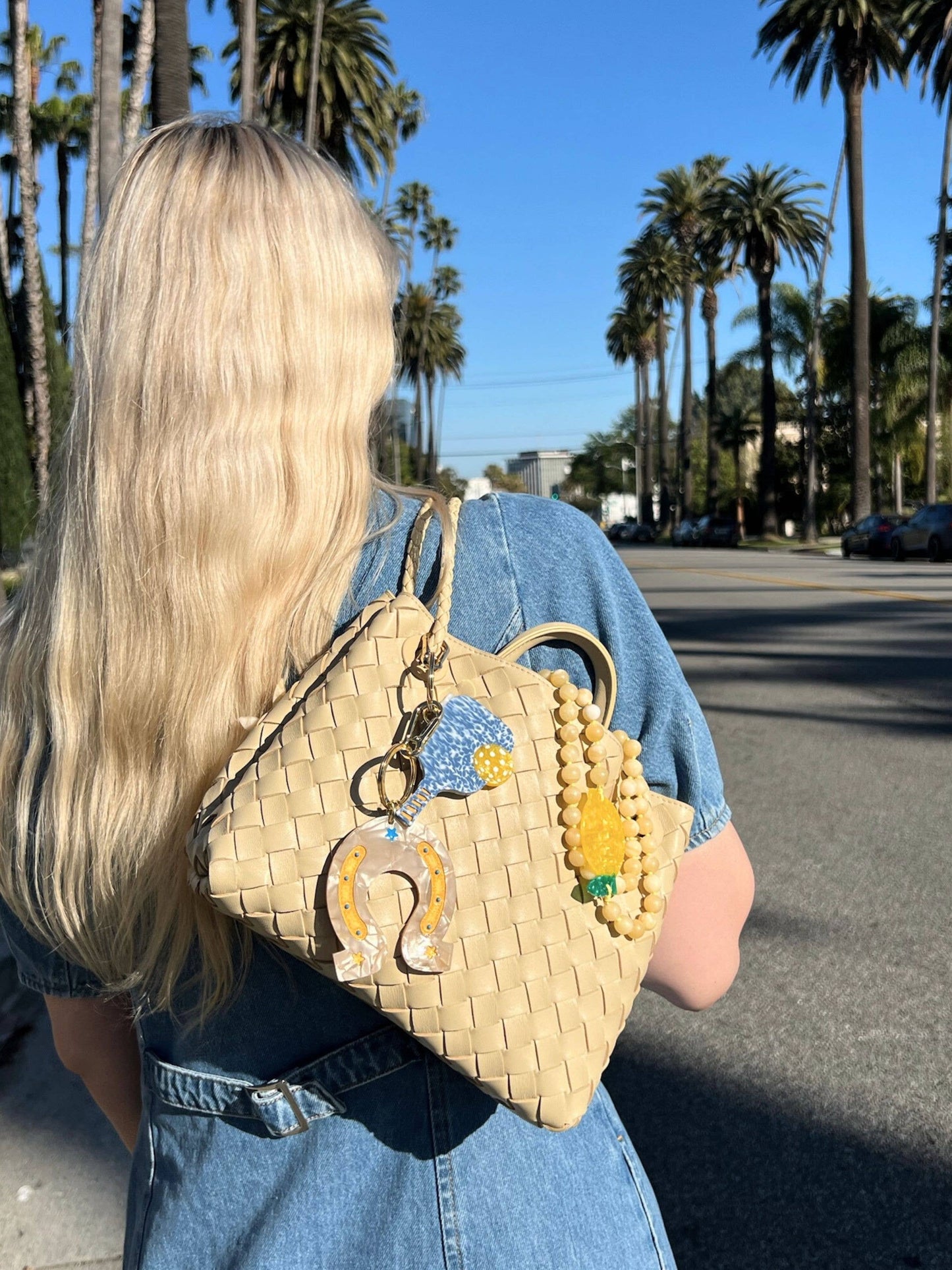 Hand-painted Pickleball Bag Charm & Keychain | Eco-Friendly