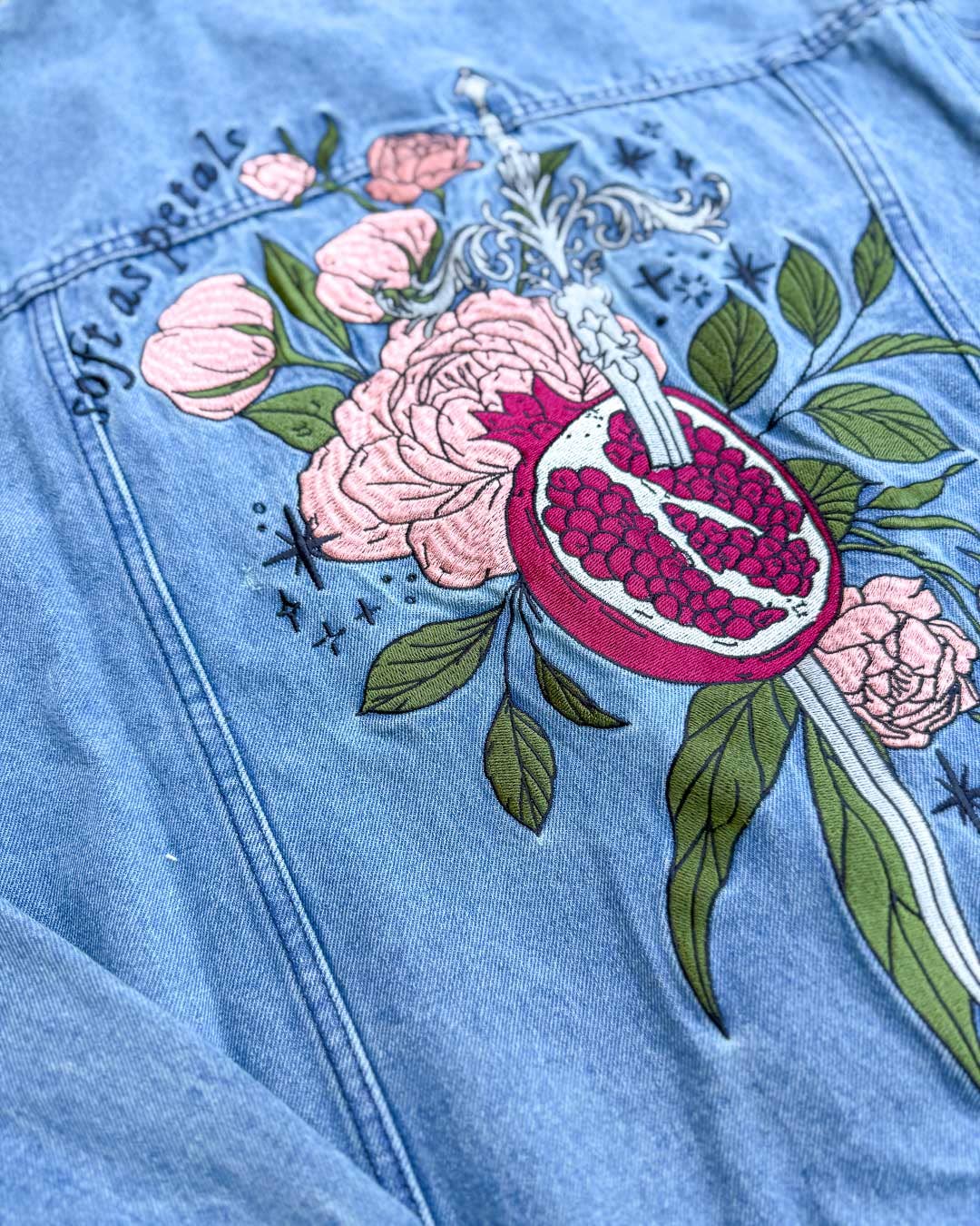 Soft as Petals Embroidered Denim Jacket