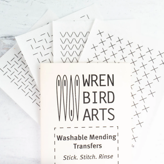 An example of each of the four washable mending transfer sheets is shown. 