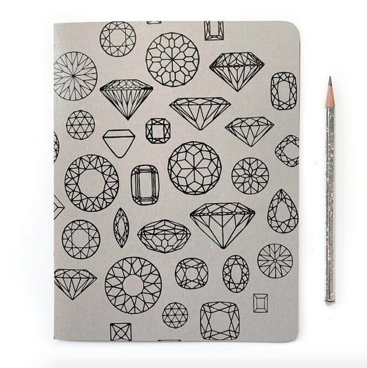 Large Journal - Diamonds  (A Little Lark) Grey on Black