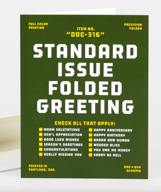 Card - Standard Issue Folded Greeting (Buy Olympia / Draplin Design)