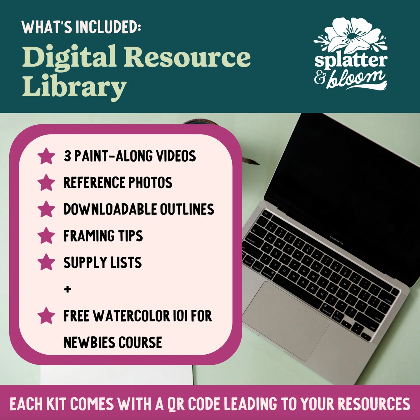 DIY Paint Kit - Large - Winter Wonderland (Splatter & Bloom) Watercolor Intermediate