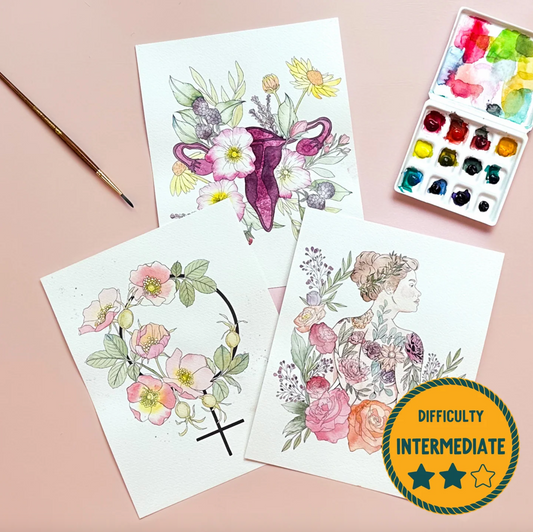 DIY Paint Kit - Large - Feminist Florals (Splatter & Bloom) Watercolor Intermediate