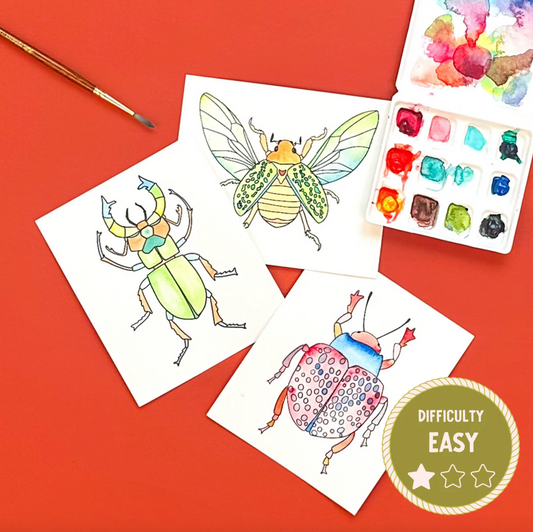 DIY Paint Kit - Mini - Buggy Beetles (Splatter & Bloom) Watercolor Easy