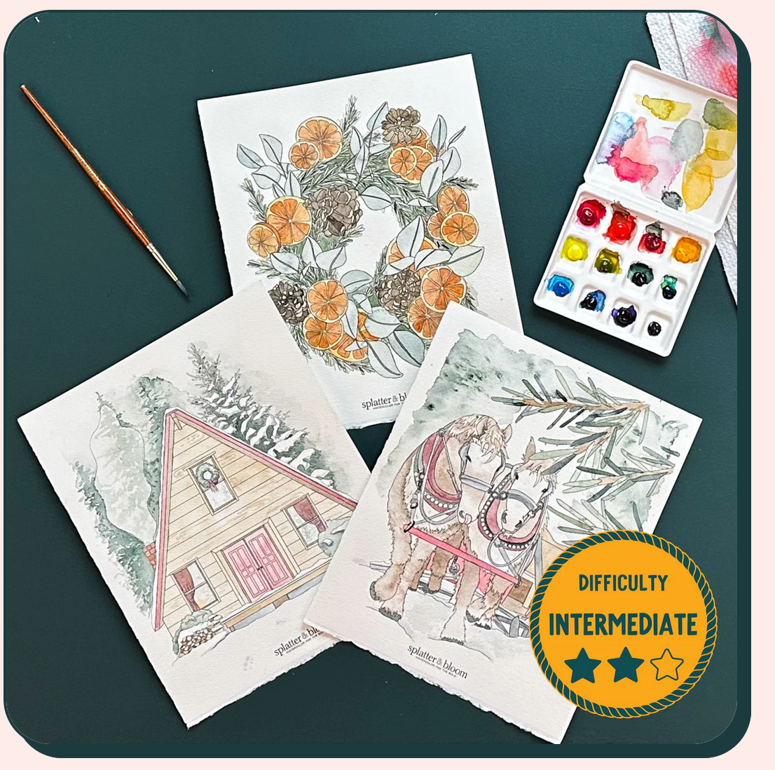 DIY Paint Kit - Large - Winter Wonderland (Splatter & Bloom) Watercolor Intermediate