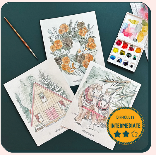 DIY Paint Kit - Large - Winter Wonderland (Splatter & Bloom) Watercolor Intermediate