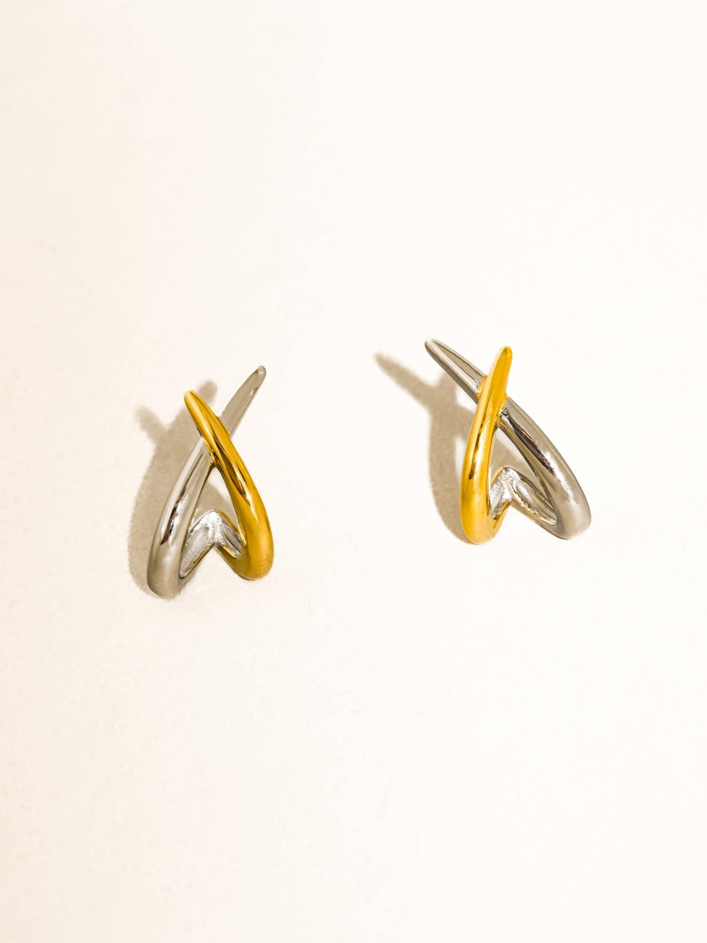 Two Tone Crossover Earrings