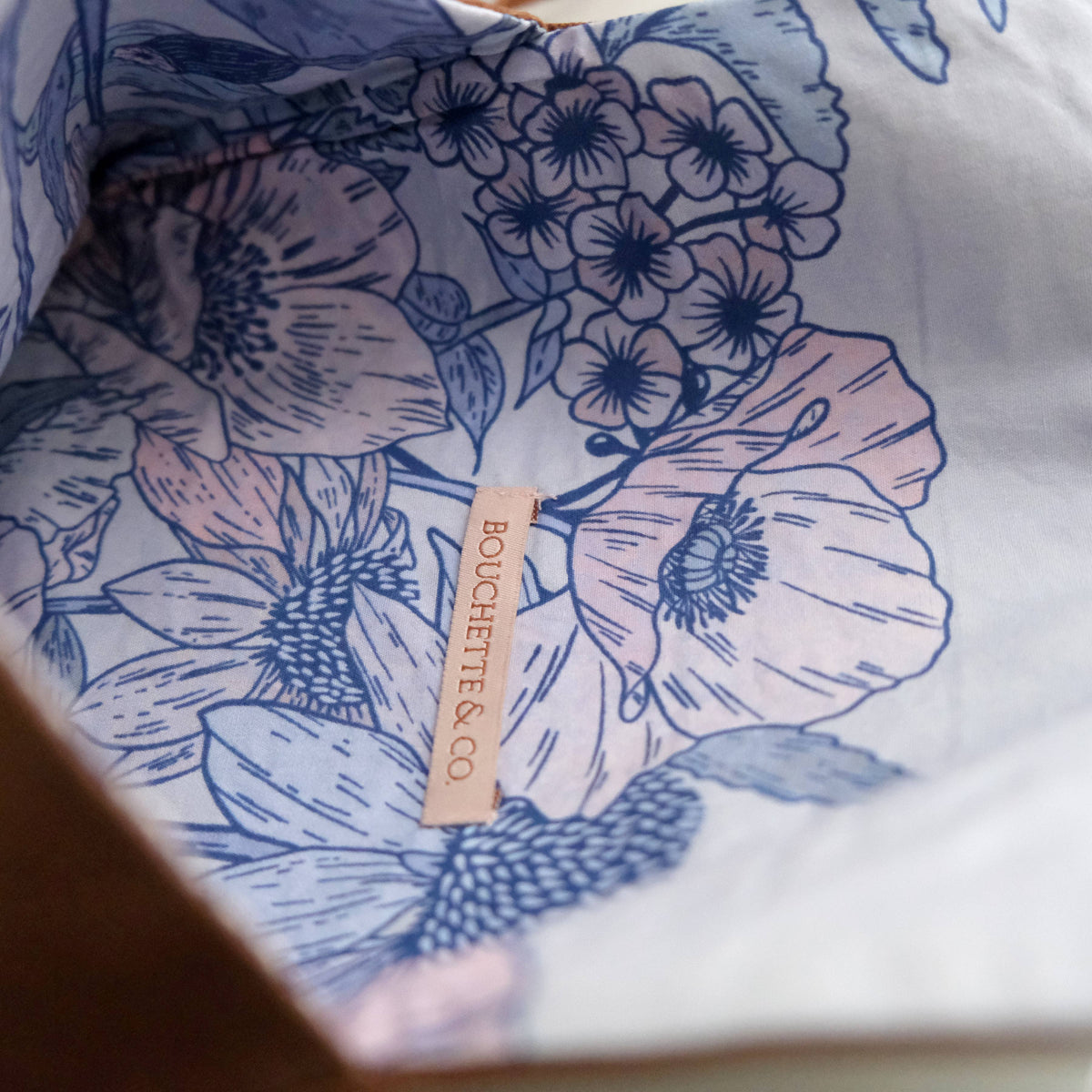 Kindle Holder Reversible | Blue Bramble Cotton Canvas