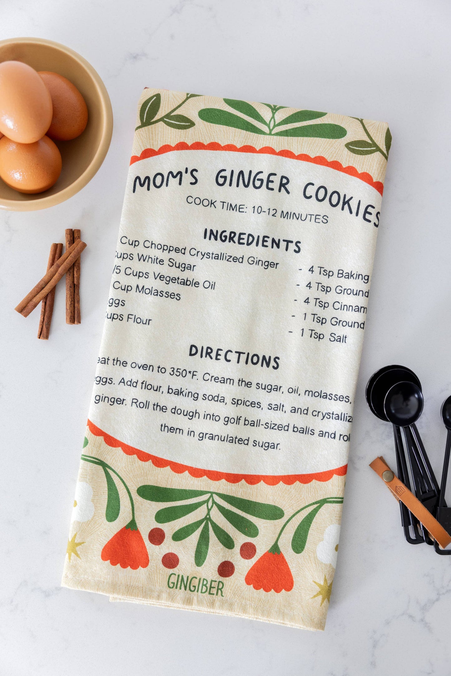 Ginger Cookies Tea Towel – Holiday Baking