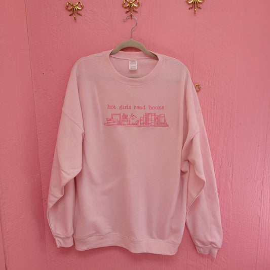 "Hot Girls Read Books" - Bookish Embroidered Crewneck