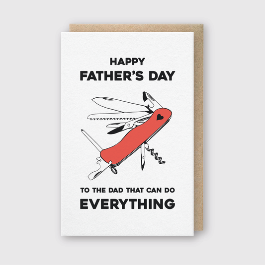 Letterpress Dad Greeting Card – Dad Does Everything