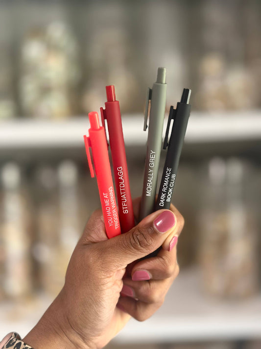 Dark Romance Pen Set – Set of 4 Black Ink Click Pens