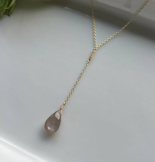 Moonstone Lariat Y Necklace