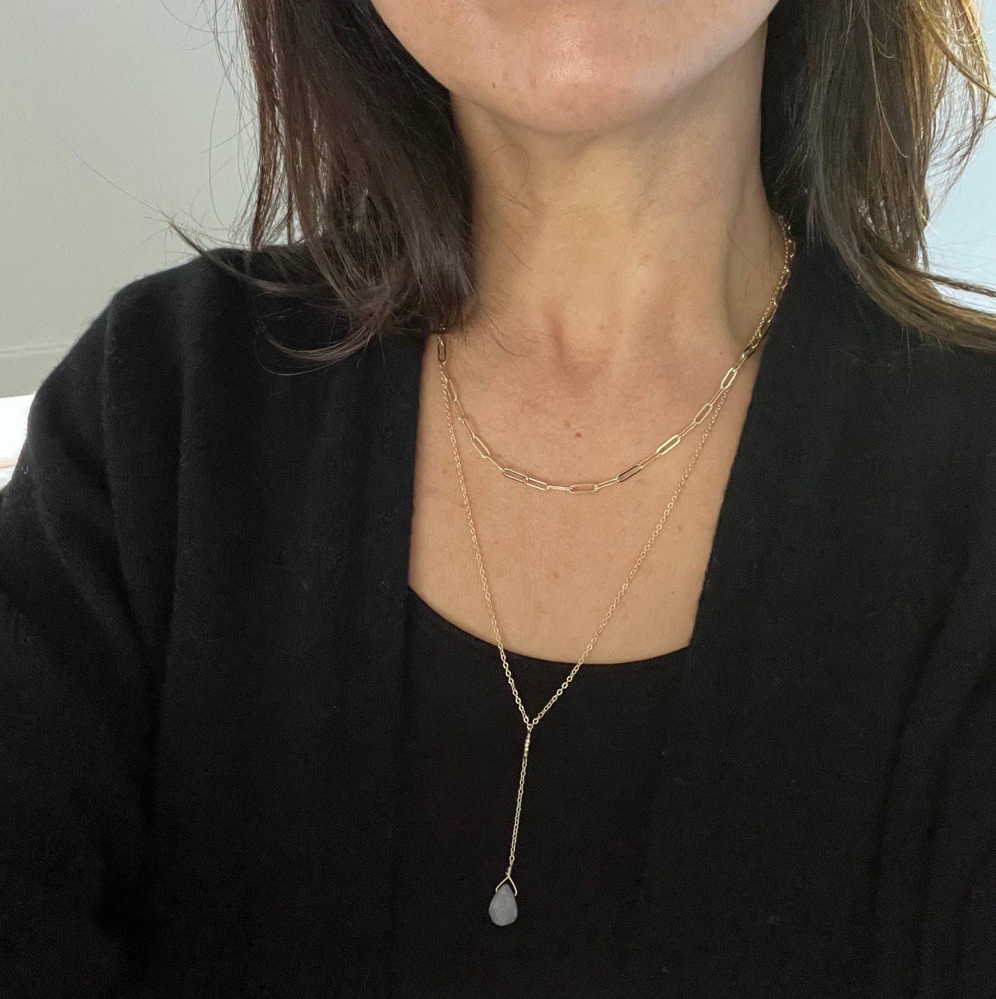 Moonstone Lariat Y Necklace