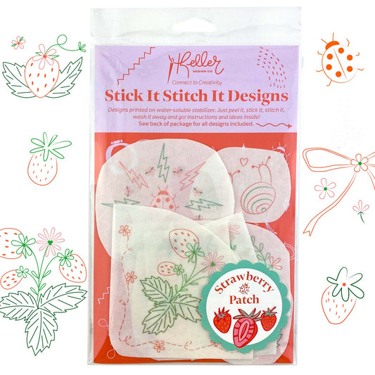 Stick It Stitch It Water Soluble Embroidery Patterns-Strawberry Patch