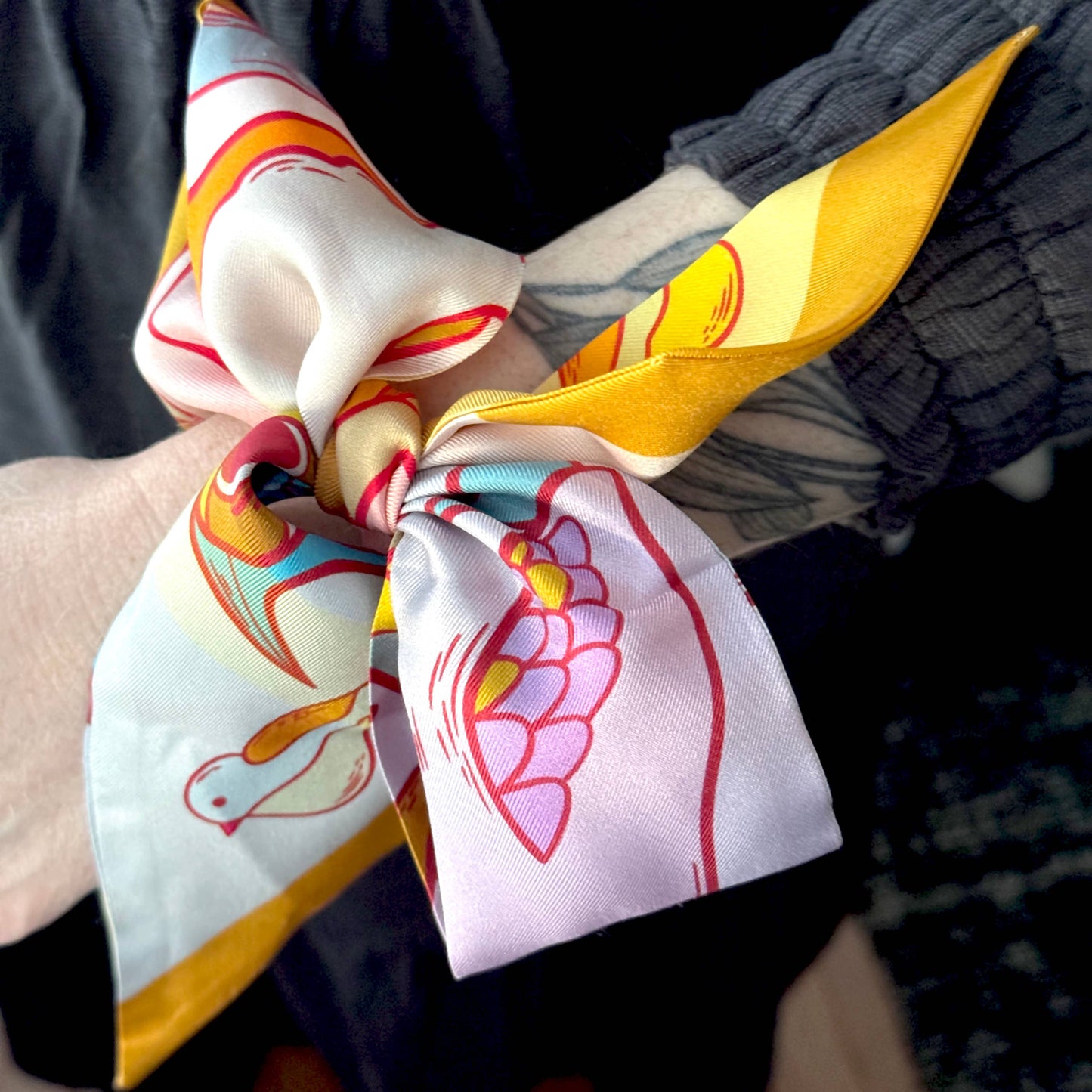 SKINNY SILK SCARF | Rainbow Birdies Accessory Scarf