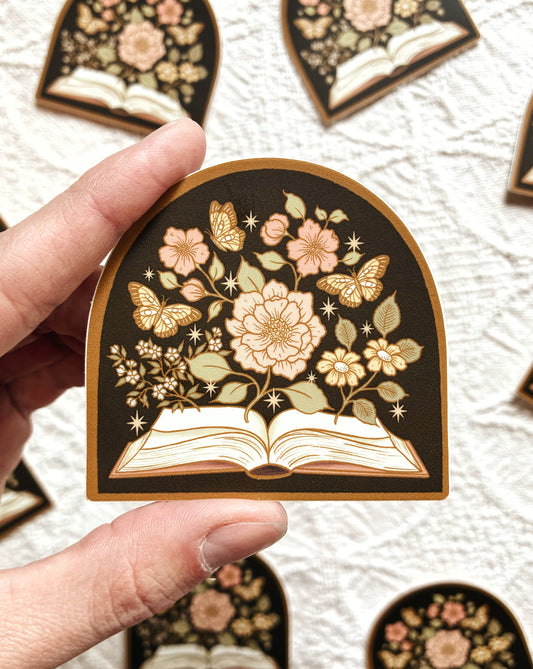 Book Lovers Magical Floral Novel Sticker