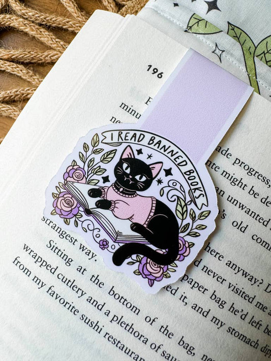 Magnetic Bookmark - Reader Gift - Read Banned Books Cozy Cat