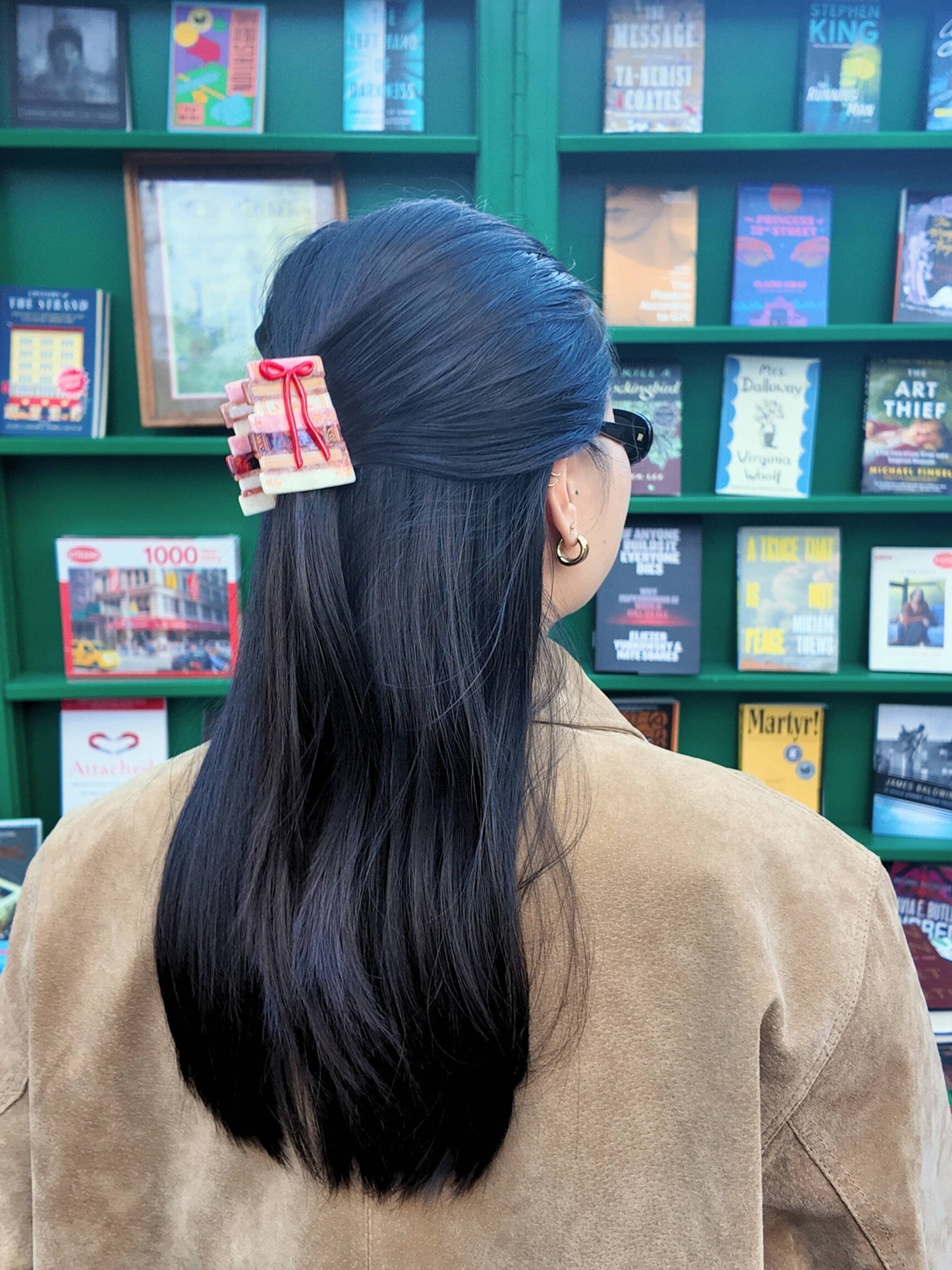 Hand-painted Bow Bookstack Claw Hair Clip | Eco-Friendly
