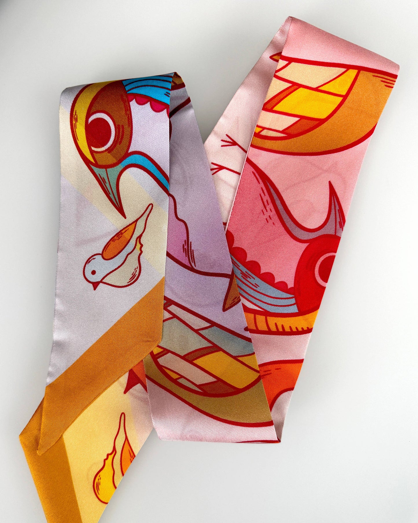 SKINNY SILK SCARF | Rainbow Birdies Accessory Scarf