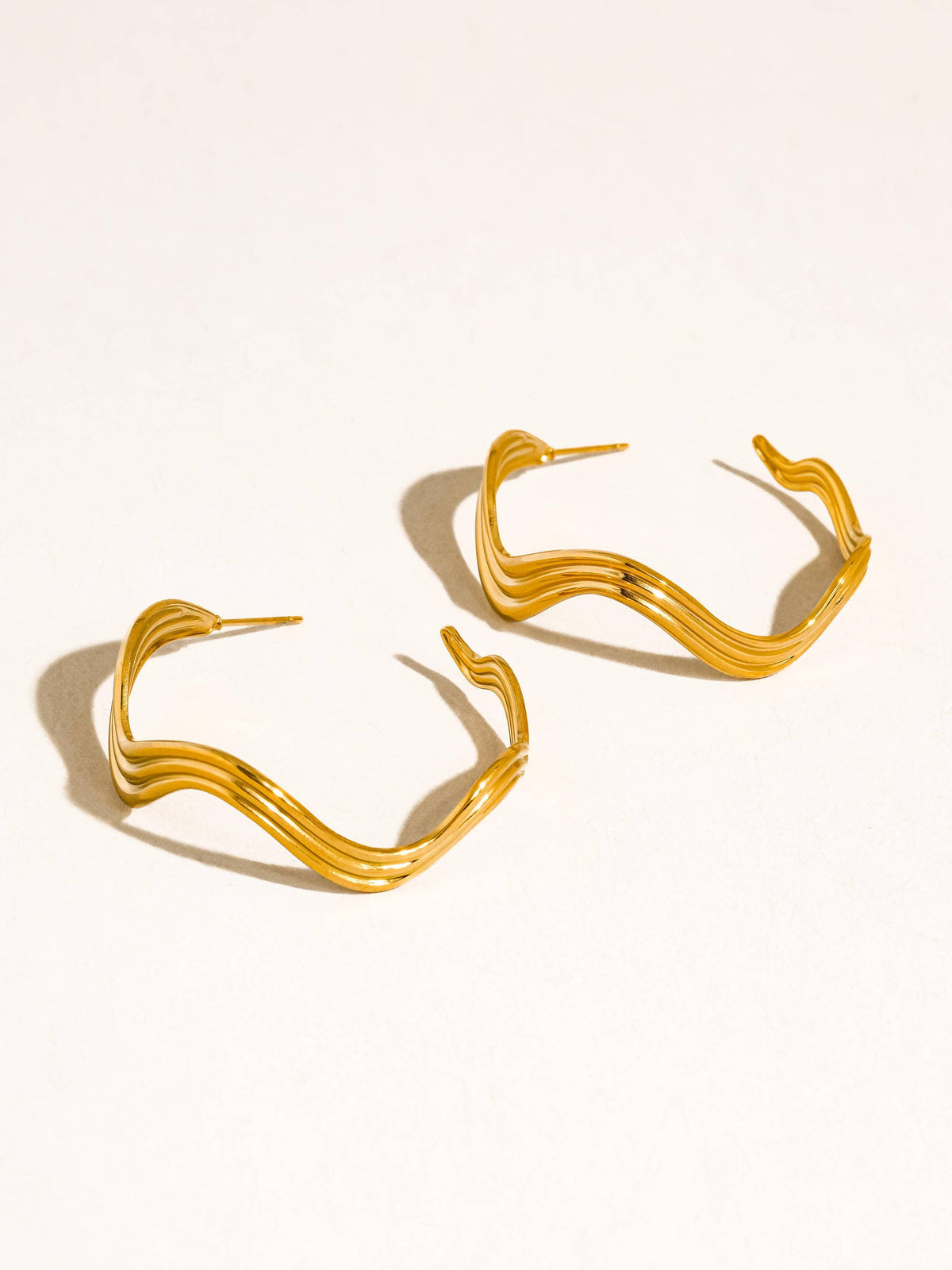 Fontaine 18K Gold Non-Tarnish Wave Statement Earrings