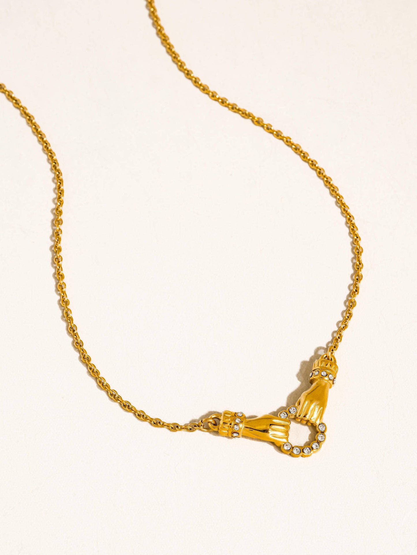 Brissonne 18K Gold Non-Tarnish CZ Double Hand Necklace