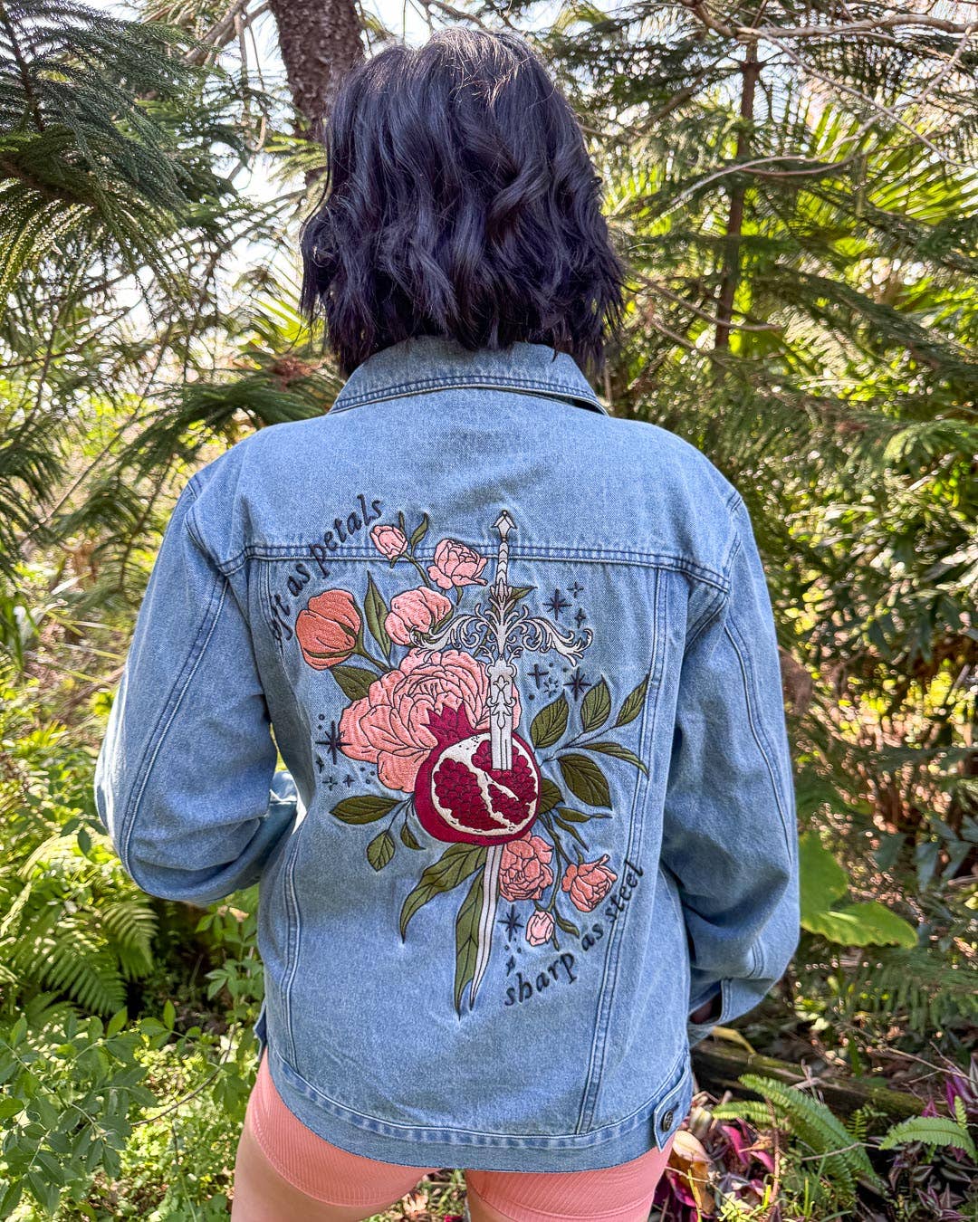Soft as Petals Embroidered Denim Jacket
