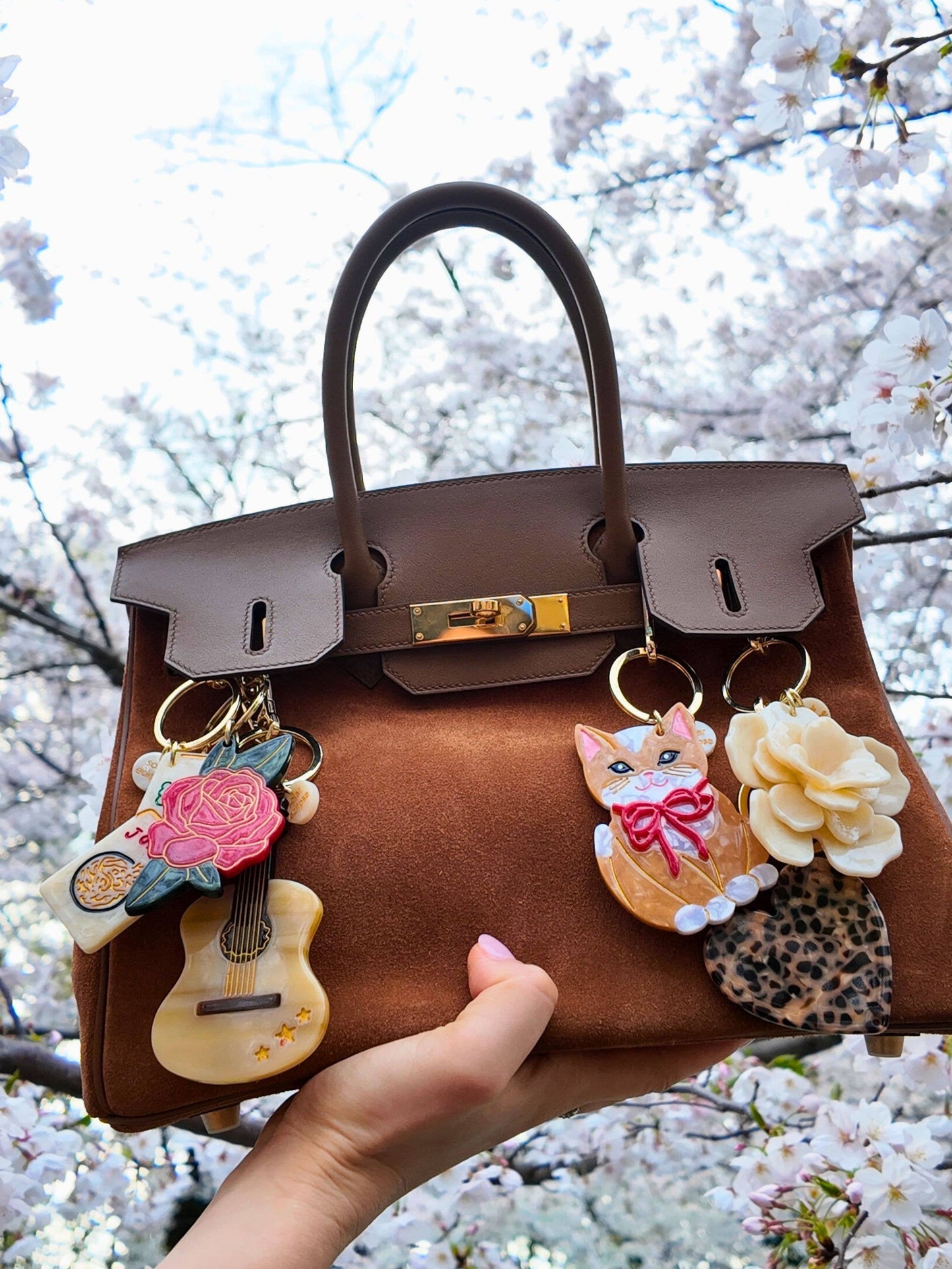 Hand-painted Guitar Bag Charm + Keychain | Eco Friendly