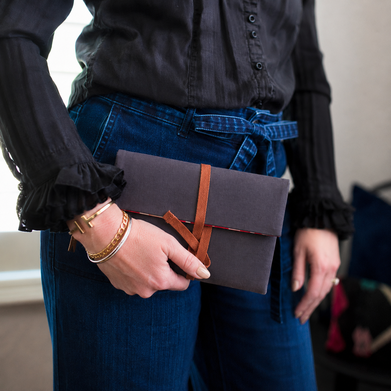 Kindle Holder Reversible | Ember Dot Cotton Canvas