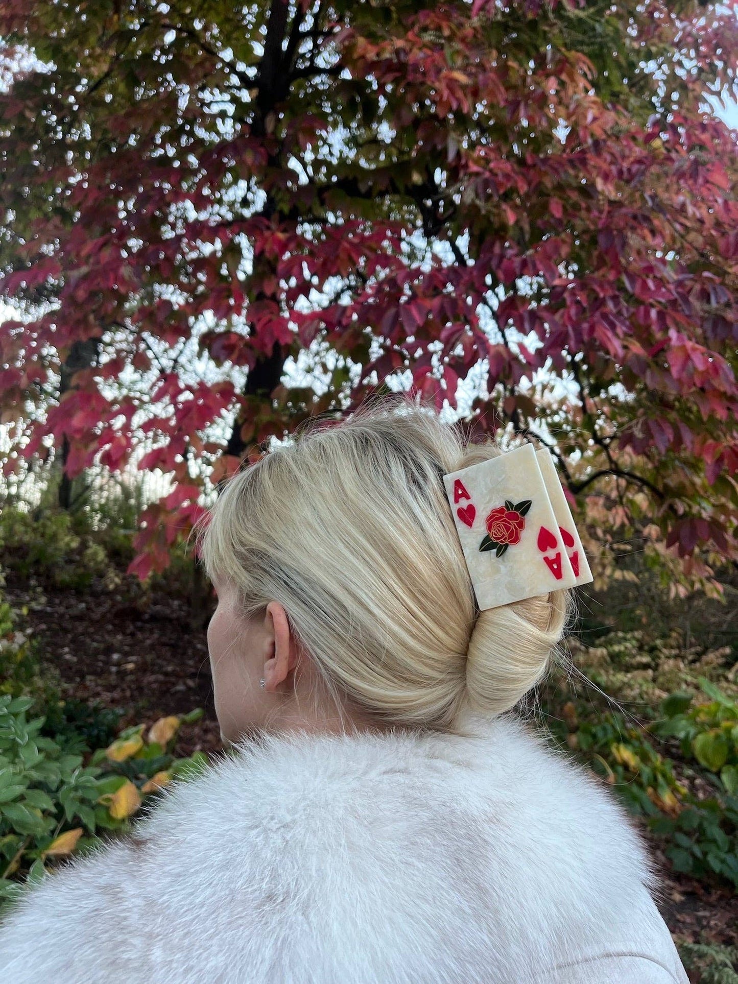 Hand-Painted Ace of Hearts Claw Hair Clip | Eco-Friendly