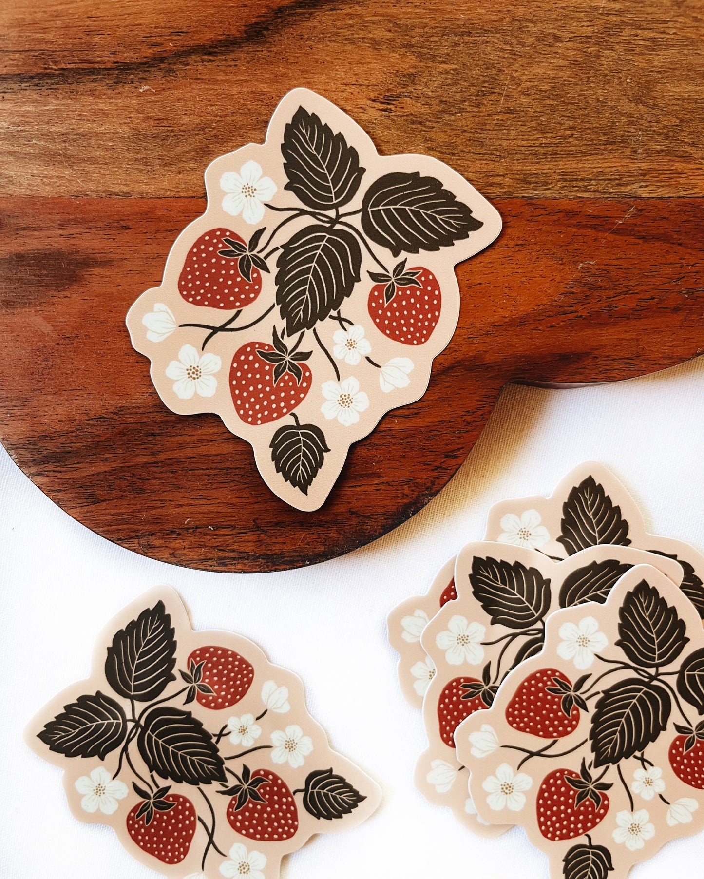 Strawberry Patch Vinyl Sticker blush garden sticker floral