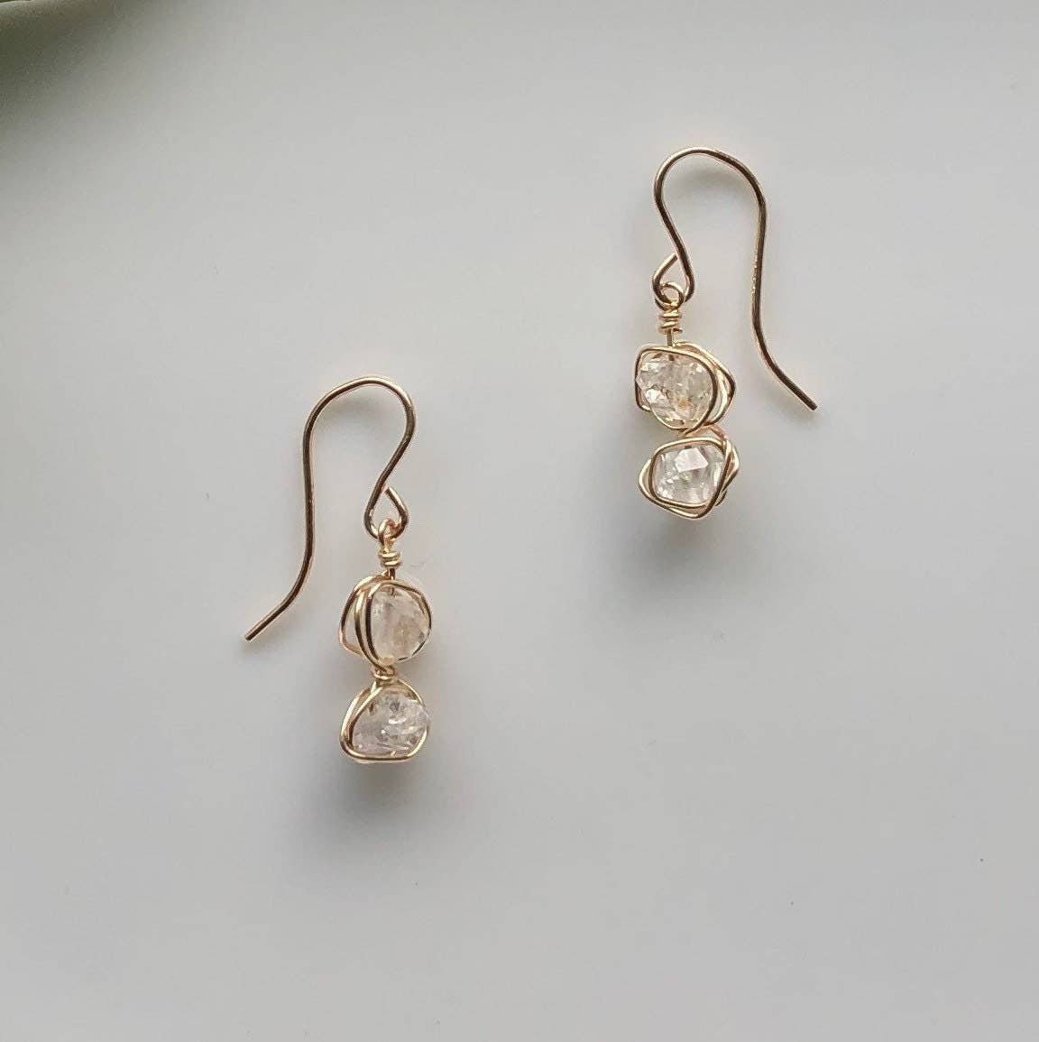 Stacked Raw Herkimer Diamond Necklace - 18 in